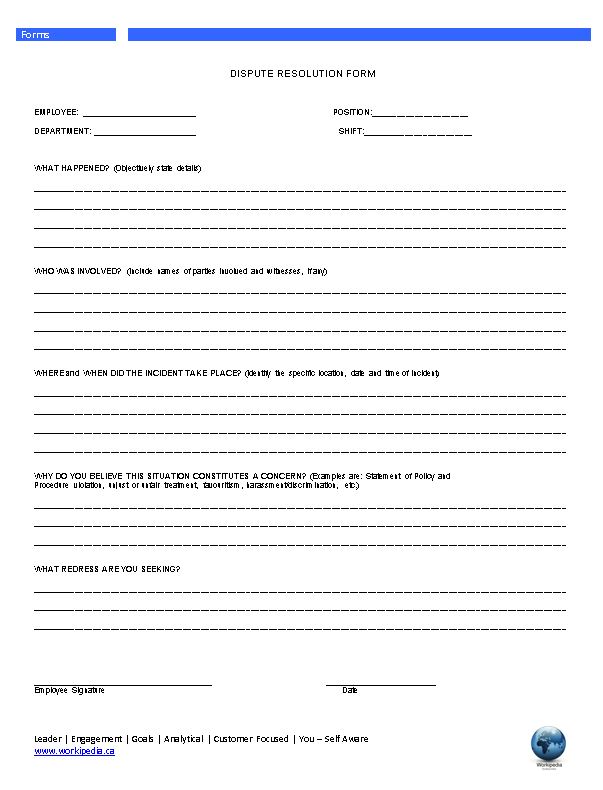 Dispute Resolution Form