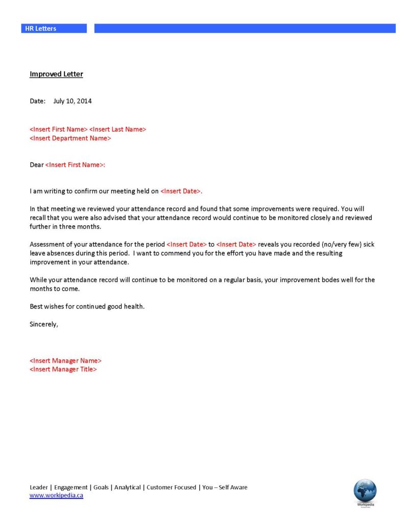 Attendance Management Improved Letter