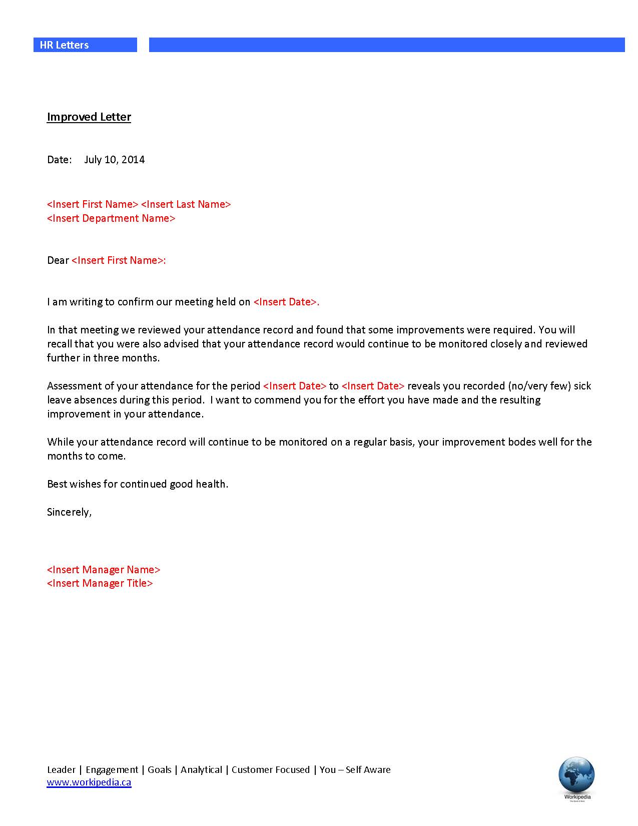 Attendance Management Improved Letter
