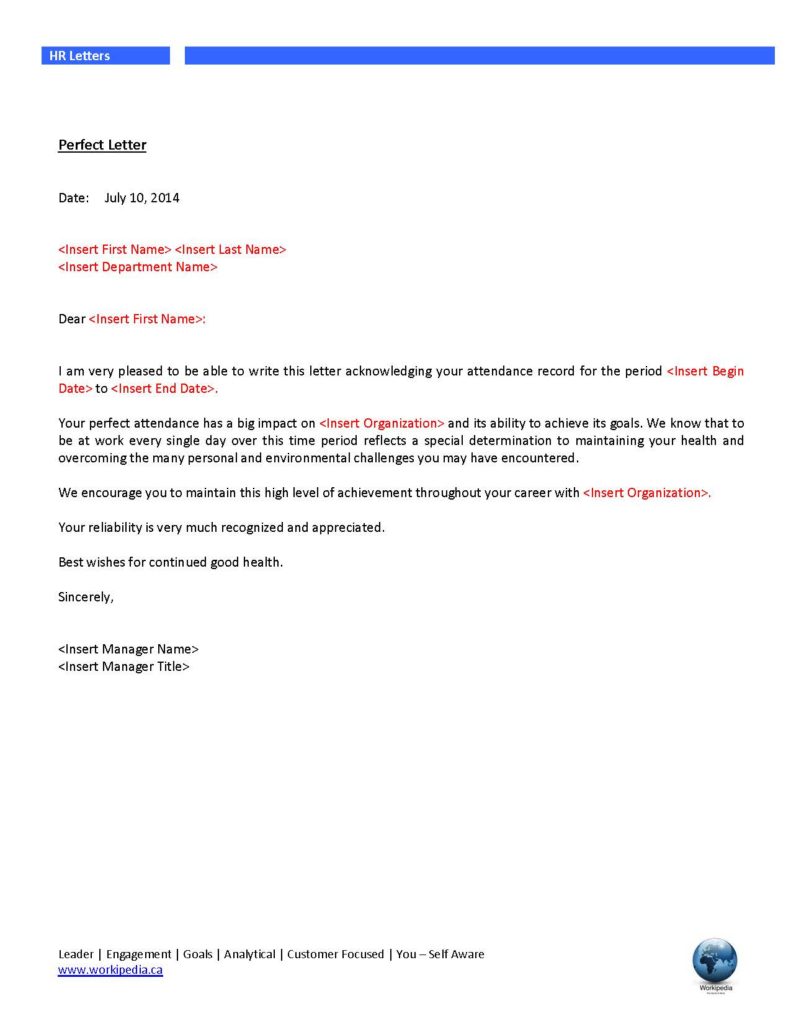 Attendance Management Perfect Letter