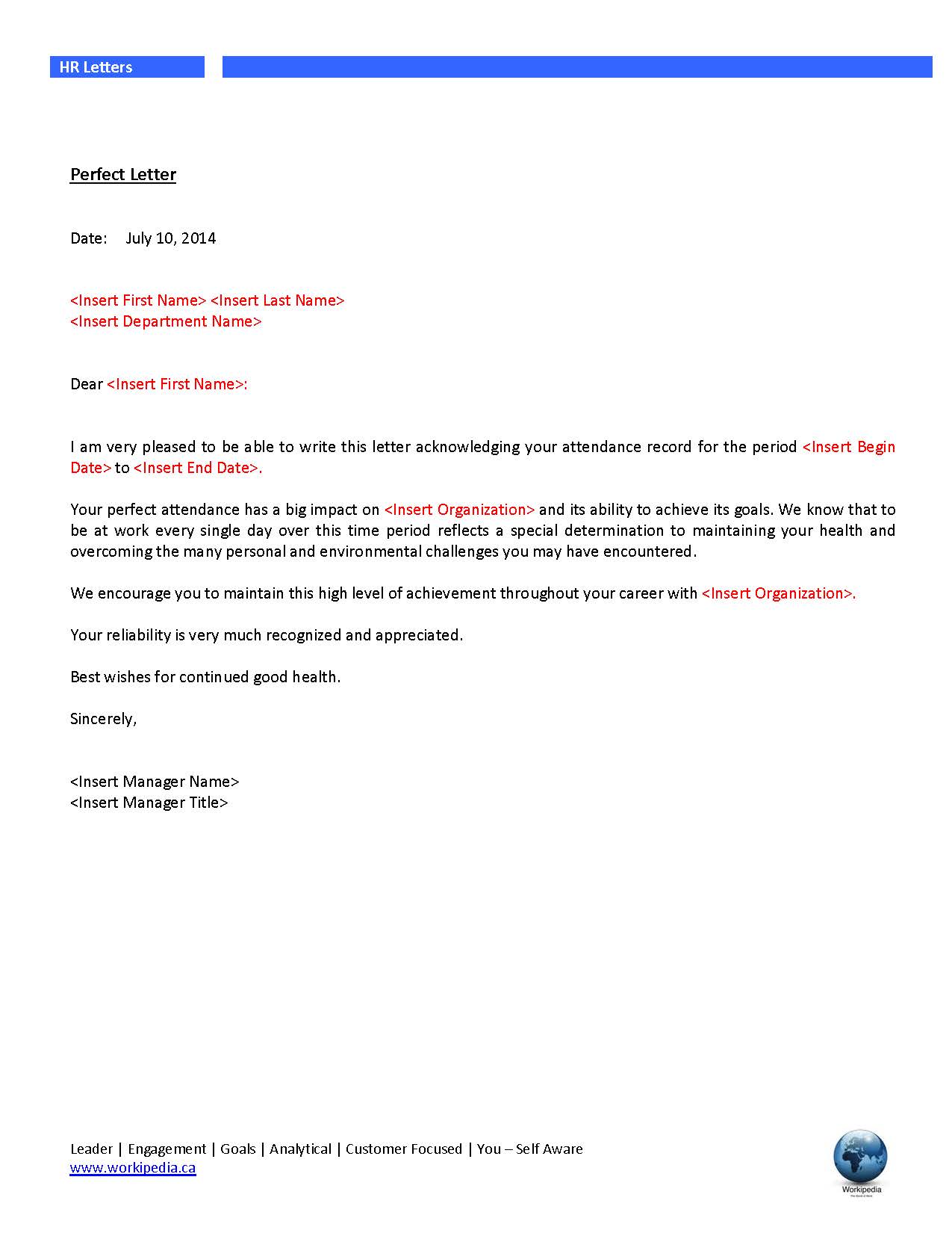 Attendance Management Perfect Letter