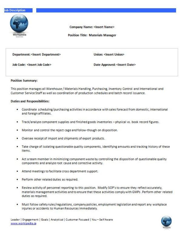 Manager, Materials Management